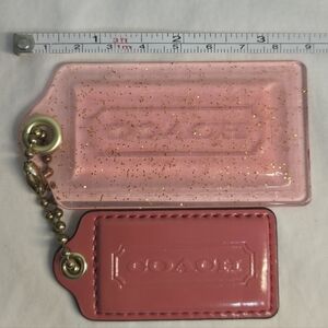 Coach Large Acrylic Pink Glitter And Pink Hangtag